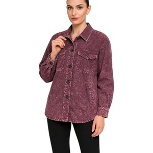Zenana Outfitters Vintage Wash Purple Jean Jacket
